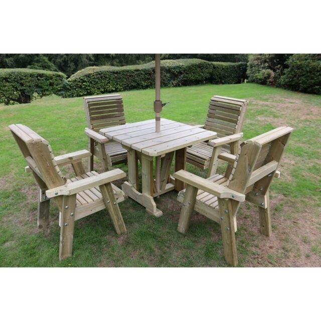 Churnet Valley Garden Furniture Ltd Ergo Dining Set w/ Table & Chairs - Sits 4 - Min. Assembly Required in Brown - image 1