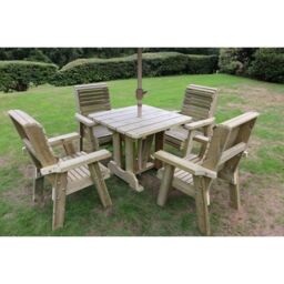 Churnet Valley Garden Furniture Ltd Ergo Dining Set w/ Table & Chairs - Sits 4 - Min. Assembly Required in Brown - thumbnail 1