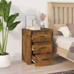 Berkfield Home Classic Bedside Cabinet Smoked Oak 50x36x60 cm Engineered Wood in Brown - Size: 50 x 36 x 60 cm - thumbnail 1