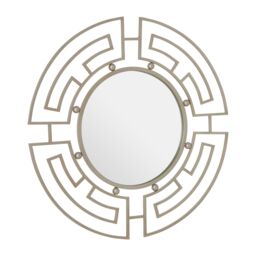 Orsina Fret Flat Wood Wall Mirror in Grey - thumbnail 5