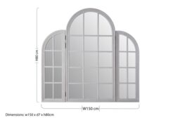 Orsina Fret Flat Wood Wall Mirror in Grey - thumbnail 4