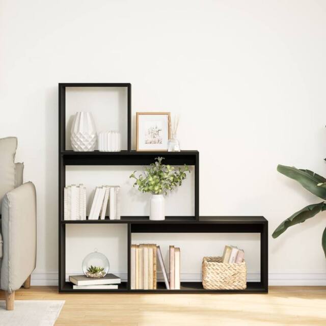 Berkfield Home Room Divider Bookcase 3-Tier Black 123x29x123 cm Engineered Wood - Size: 123 x 29 x 123 cm - image 1