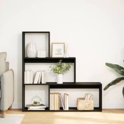 Berkfield Home Room Divider Bookcase 3-Tier Black 123x29x123 cm Engineered Wood - Size: 123 x 29 x 123 cm - thumbnail 1