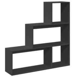 Berkfield Home Room Divider Bookcase 3-Tier Black 123x29x123 cm Engineered Wood - Size: 123 x 29 x 123 cm - thumbnail 7