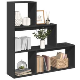 Berkfield Home Room Divider Bookcase 3-Tier Black 123x29x123 cm Engineered Wood - Size: 123 x 29 x 123 cm - thumbnail 2