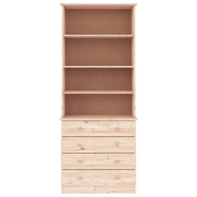 Berkfield Home Beautiful Bookcase with Drawers ALTA 77x35x186.5 cm Solid Wood Pine in Light Tan - image 1