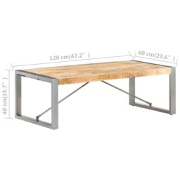 Berkfield Home Coffee Table 120x60x40 cm Rough Mango Wood in Brown - Size: 120 x 60 x 40 cm - thumbnail 6