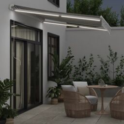 Berkfield Home Manual Retractable Awning with LED Anthracite&White 300x250 cm - thumbnail 3