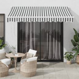 Berkfield Home Manual Retractable Awning with LED Anthracite&White 300x250 cm - thumbnail 1