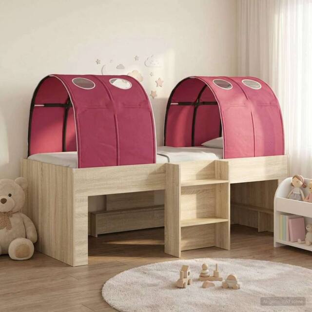 Berkfield Home Bed with Tunnel 3 pcs Sonoma & Red Engineered Wood in Brown - image 1