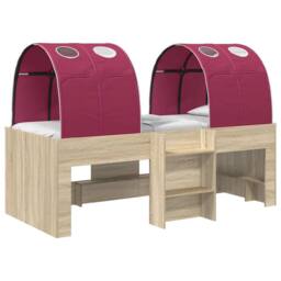 Berkfield Home Bed with Tunnel 3 pcs Sonoma & Red Engineered Wood in Brown - thumbnail 2