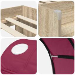 Berkfield Home Bed with Tunnel 3 pcs Sonoma & Red Engineered Wood in Brown - thumbnail 9