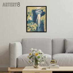 "Artery8 Hokusai Amida Waterfall Japanese Framed Canvas Wall Art Print - Size: W24"" x H32""" - thumbnail 3