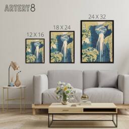 "Artery8 Hokusai Amida Waterfall Japanese Framed Canvas Wall Art Print - Size: W24"" x H32""" - thumbnail 4