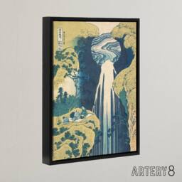 "Artery8 Hokusai Amida Waterfall Japanese Framed Canvas Wall Art Print - Size: W24"" x H32""" - thumbnail 2