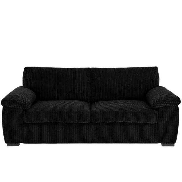 Bliss Furniture Jumbo Cord 3 Seater Sofa with Soft Cushions & Cord Fabric Black - Size: 3 Pack - image 1