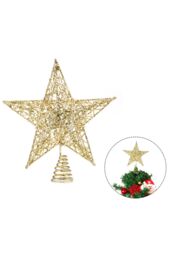 Living and Home Decorative Star Sequins Christmas Tree Topper with LED Lights in Gold - thumbnail 4