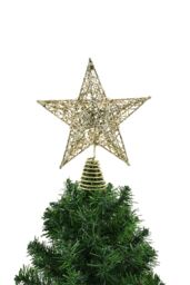 Living and Home Decorative Star Sequins Christmas Tree Topper with LED Lights in Gold - thumbnail 2