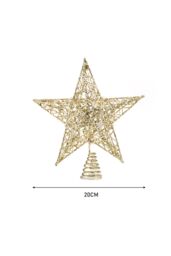 Living and Home Decorative Star Sequins Christmas Tree Topper with LED Lights in Gold - thumbnail 6