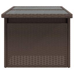 Berkfield Home Garden Table with Glass Top Brown 100x55x73 cm Poly Rattan - Size: 100 x 55 x 73 cm - thumbnail 6