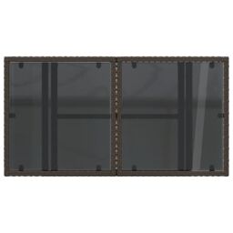 Berkfield Home Garden Table with Glass Top Brown 100x55x73 cm Poly Rattan - Size: 100 x 55 x 73 cm - thumbnail 9