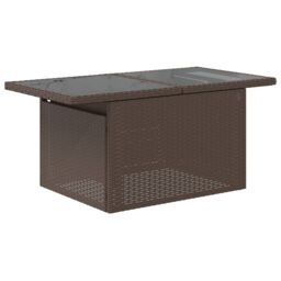 Berkfield Home Garden Table with Glass Top Brown 100x55x73 cm Poly Rattan - Size: 100 x 55 x 73 cm - thumbnail 7