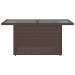 Berkfield Home Garden Table with Glass Top Brown 100x55x73 cm Poly Rattan - Size: 100 x 55 x 73 cm - thumbnail 5