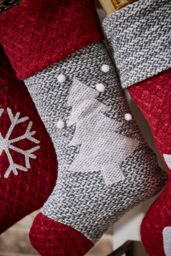 Dibor Set of 4 Grey Sweater Knit Tree Xmas Gift Decoration Christmas Stocking - Size: 4 Pack - thumbnail 3