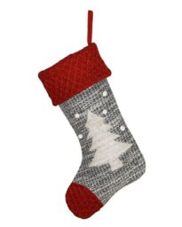 Dibor Set of 4 Grey Sweater Knit Tree Xmas Gift Decoration Christmas Stocking - Size: 4 Pack - thumbnail 2