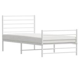 Berkfield Home Metal Bed Frame with Headboard & Footboard White 90x190 cm Single - thumbnail 5
