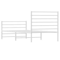 Berkfield Home Metal Bed Frame with Headboard & Footboard White 90x190 cm Single - thumbnail 8