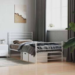 Berkfield Home Metal Bed Frame with Headboard & Footboard White 90x190 cm Single - thumbnail 4