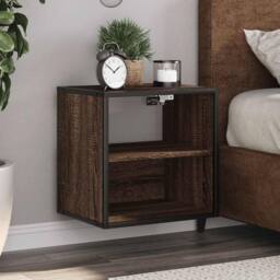 Berkfield Home Durable Wall-mounted Bedside Cabinets 2 pcs Brown Oak 40x31x39.5 cm - thumbnail 2