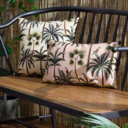 Evans Lichfield Palms Tropical Water & UV Resistant Outdoor Cushion in Pink - thumbnail 4