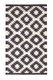 Homescapes Zurich Handwoven Cotton Geometric Pattern Kilim Rug in Black - Size: 120 cm x 170 cm - thumbnail 2