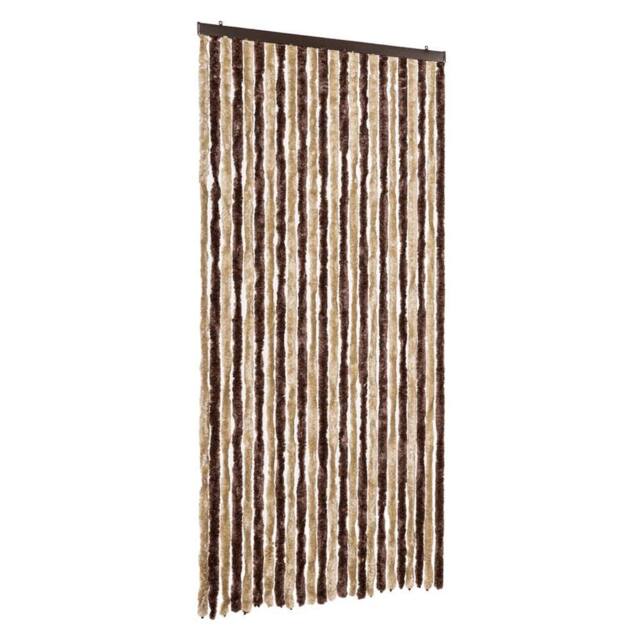 Berkfield Home Fly Curtain Beige & Light Brown 100x230 cm Chenille - image 1