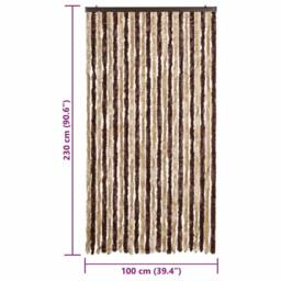 Berkfield Home Fly Curtain Beige & Light Brown 100x230 cm Chenille - thumbnail 7
