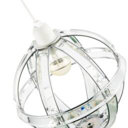 Happy Homewares Modern Designer Spherical Chrome & Clear Acrylic Pendant Light Shade in Silver - thumbnail 3
