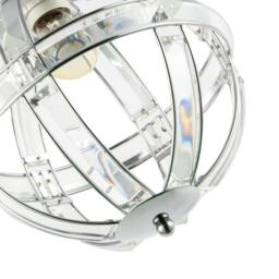 Happy Homewares Modern Designer Spherical Chrome & Clear Acrylic Pendant Light Shade in Silver - thumbnail 4