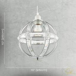 Happy Homewares Modern Designer Spherical Chrome & Clear Acrylic Pendant Light Shade in Silver - thumbnail 7