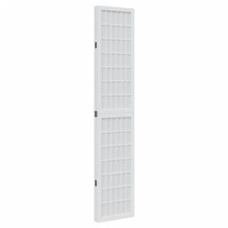 Berkfield Home Room Divider 4 Panels White Solid Wood Paulownia - thumbnail 5