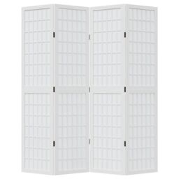 Berkfield Home Room Divider 4 Panels White Solid Wood Paulownia - thumbnail 4