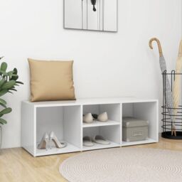 Berkfield Home Shoe Storage Bench White 105x35x35 cm Engineered Wood - Size: 105 x 35 x 35 cm
