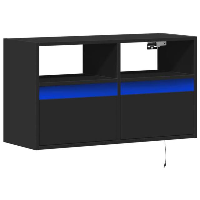 Berkfield Home TV Wall Cabinet with LED Lights Black 80x31x45 cm - Size: 80 x 31 x 45 cm - image 1
