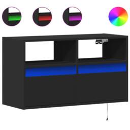 Berkfield Home TV Wall Cabinet with LED Lights Black 80x31x45 cm - Size: 80 x 31 x 45 cm - thumbnail 3