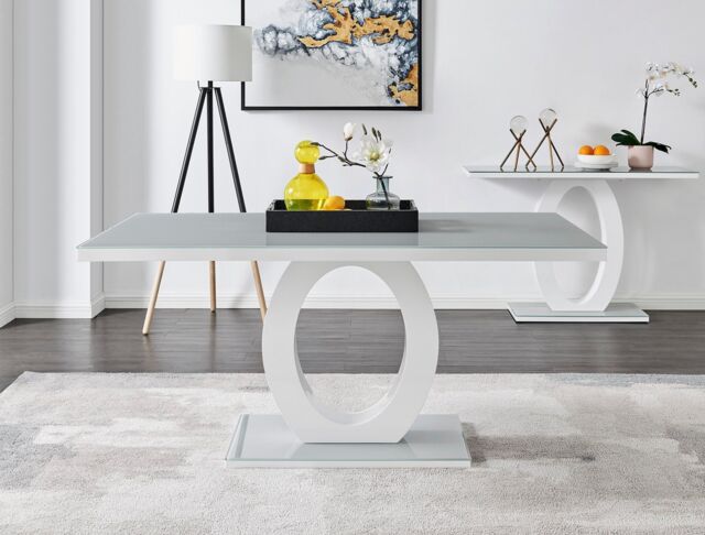 FurnitureboxUK Giovani 160cm 6-Seater Modern Rectangular High Gloss & Glass Dining Table in Grey - image 1