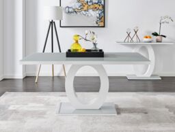 FurnitureboxUK Giovani 160cm 6-Seater Modern Rectangular High Gloss & Glass Dining Table in Grey - thumbnail 1