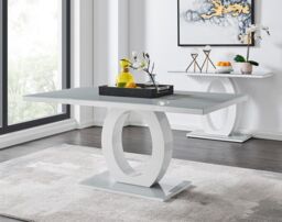 FurnitureboxUK Giovani 160cm 6-Seater Modern Rectangular High Gloss & Glass Dining Table in Grey - thumbnail 2
