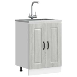Berkfield Home Sink Base Cabinet Kalmar Grey Sonoma 60x46x81.5 cm Engineered Wood - thumbnail 1