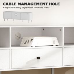 "HOMCOM TV Unit, TV Cabinet for up to 75"", with Drawers, Shelves, Cream White" - thumbnail 6